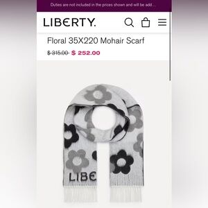 Liberty of London Black and Gray Floral Mohair Scarf